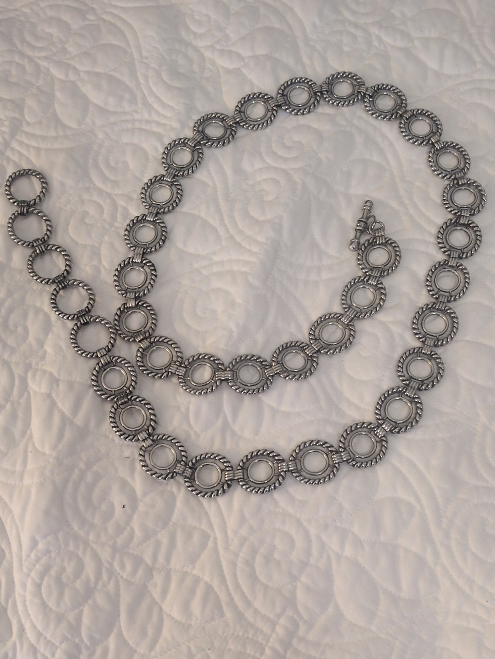 Silver Tone Adjustable Circle Link Belt